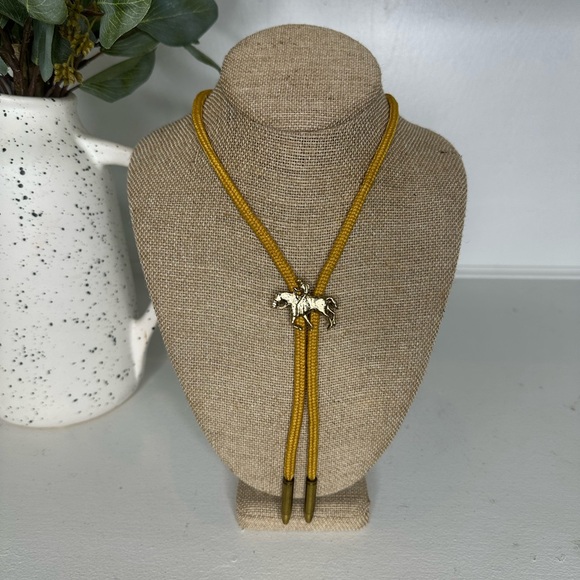 Jewelry - Horse and Bullet Western Cowboy Gold Like Pendant Bolo Necklace